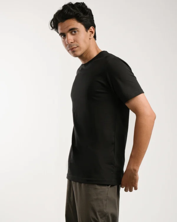 Black T-Shirt Model Pose Top