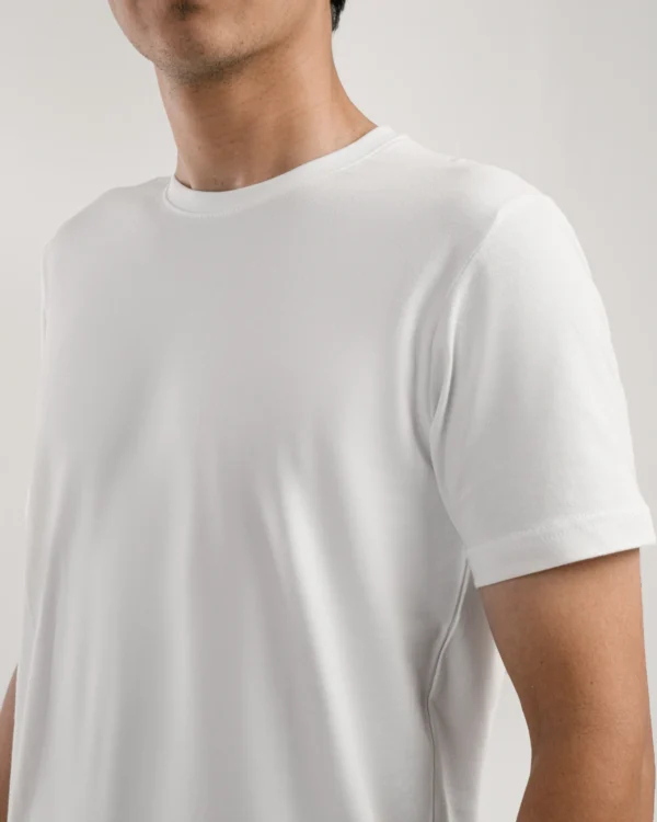 White T-Shirt Model Pose Neck
